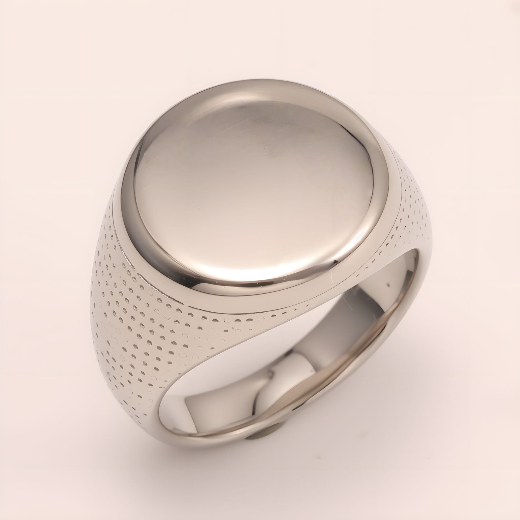 Minimalist Round - faced Perforated Stainless Steel Ring - Stylish Accessory for Men | BL1166G-JinBaoJewerly
