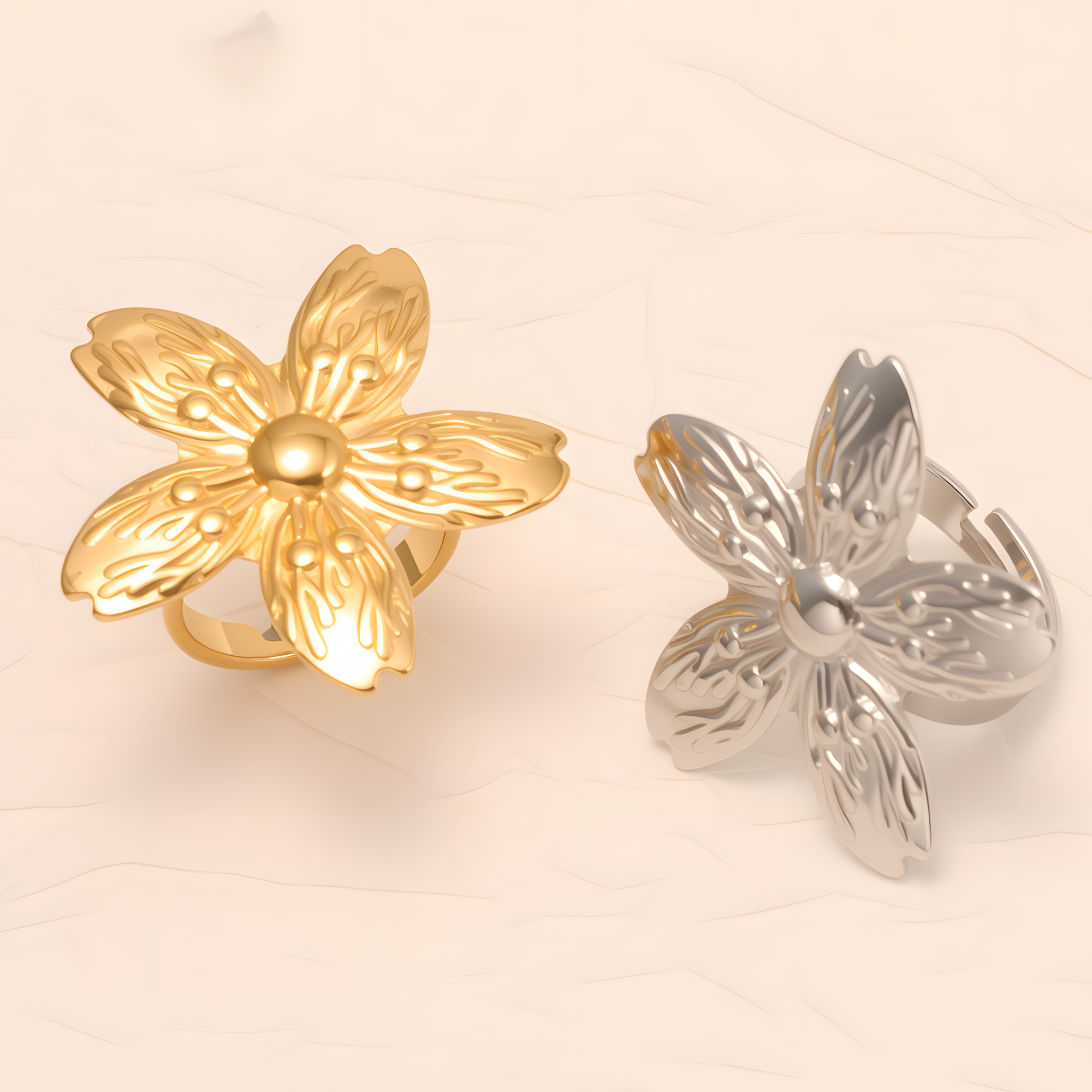 Exquisite Flower - shaped Stainless Steel Ring - Elegant Accessory for Women | G005623-JinBaoJewerly