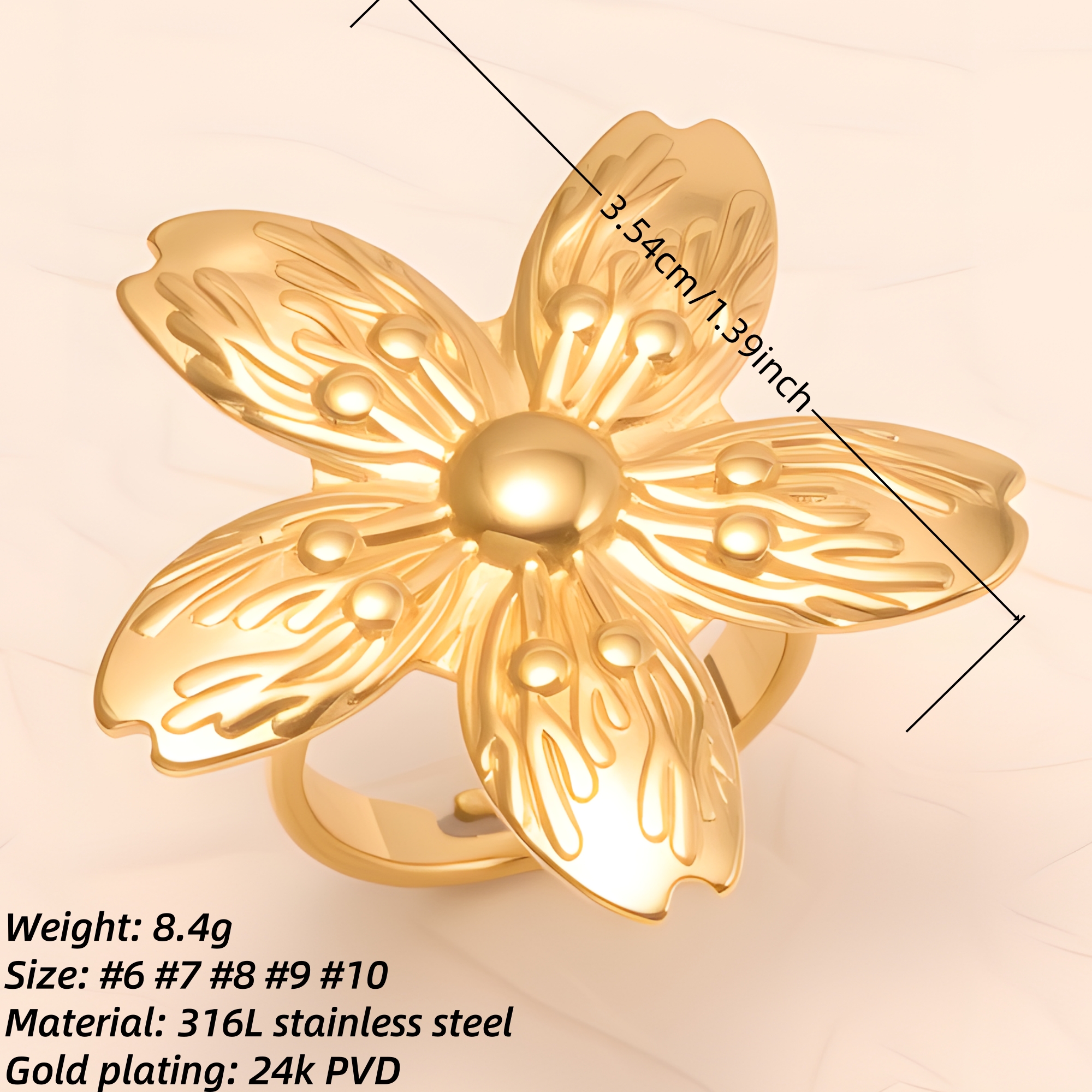 Exquisite Flower - shaped Stainless Steel Ring - Elegant Accessory for Women | G005623-JinBaoJewerly
