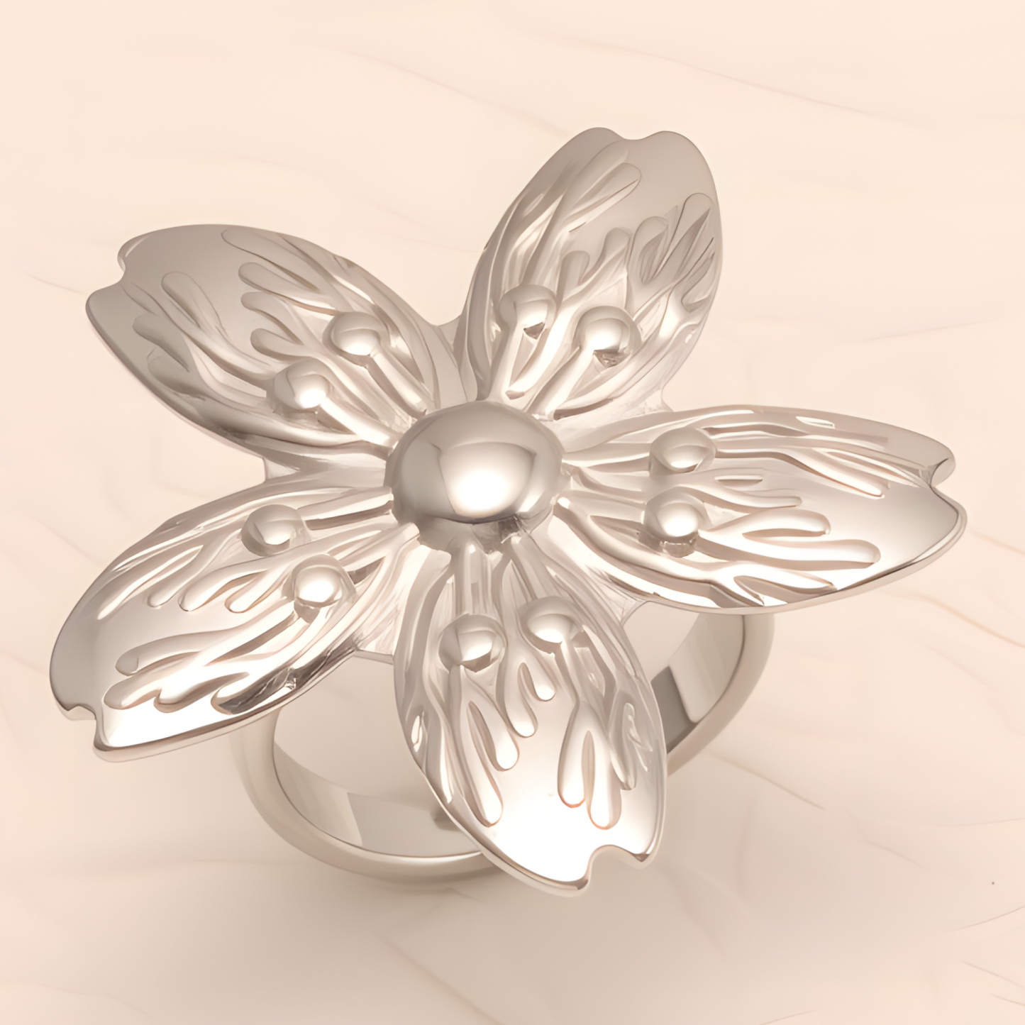 Exquisite Flower - shaped Stainless Steel Ring - Elegant Accessory for Women | G005623-JinBaoJewerly