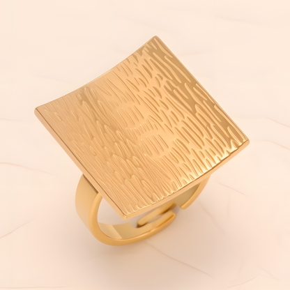 Square - textured Stainless Steel Open - Ring - Stylish and Versatile for Men and Women | G005612-JinBaoJewerly