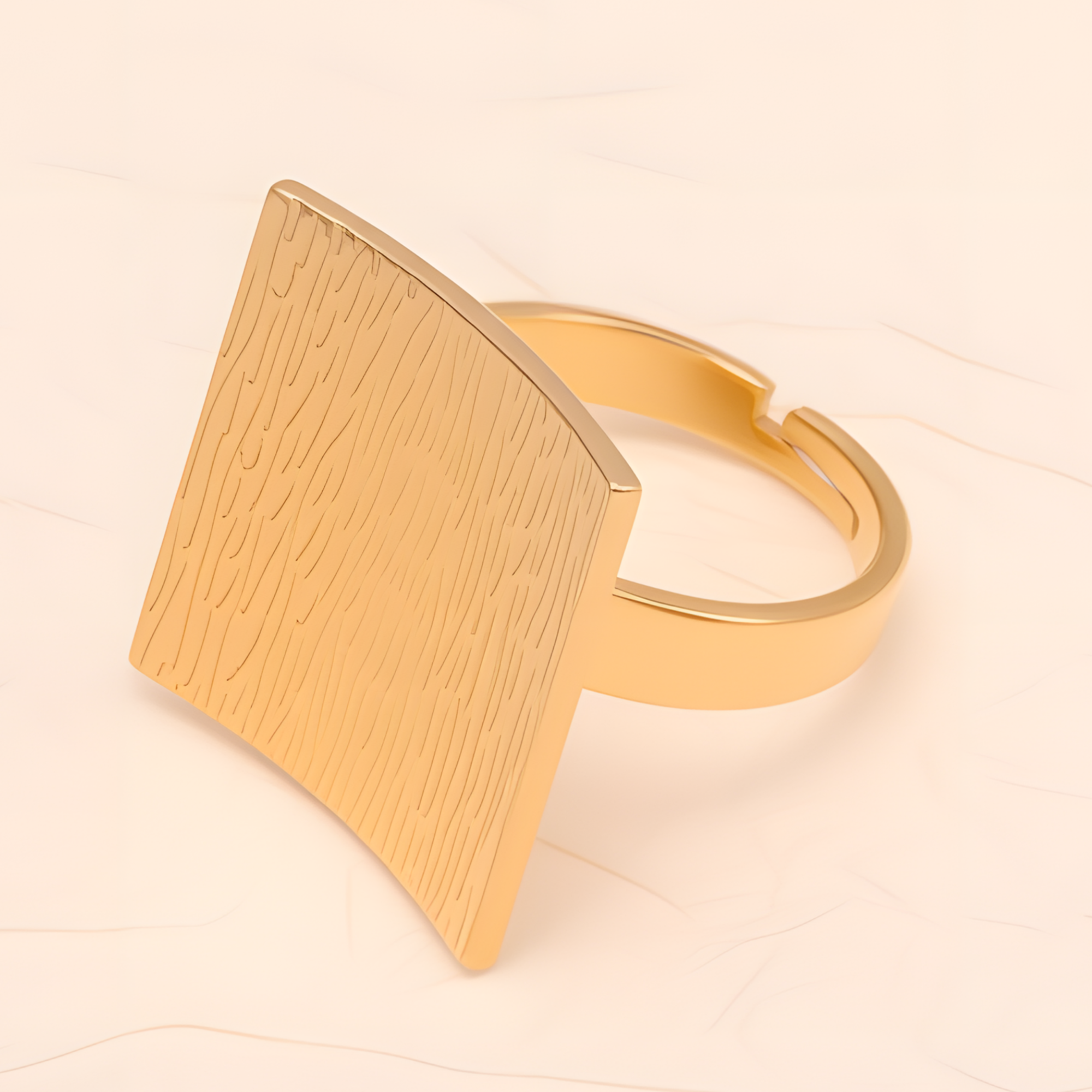 Square - textured Stainless Steel Open - Ring - Stylish and Versatile for Men and Women | G005612-JinBaoJewerly