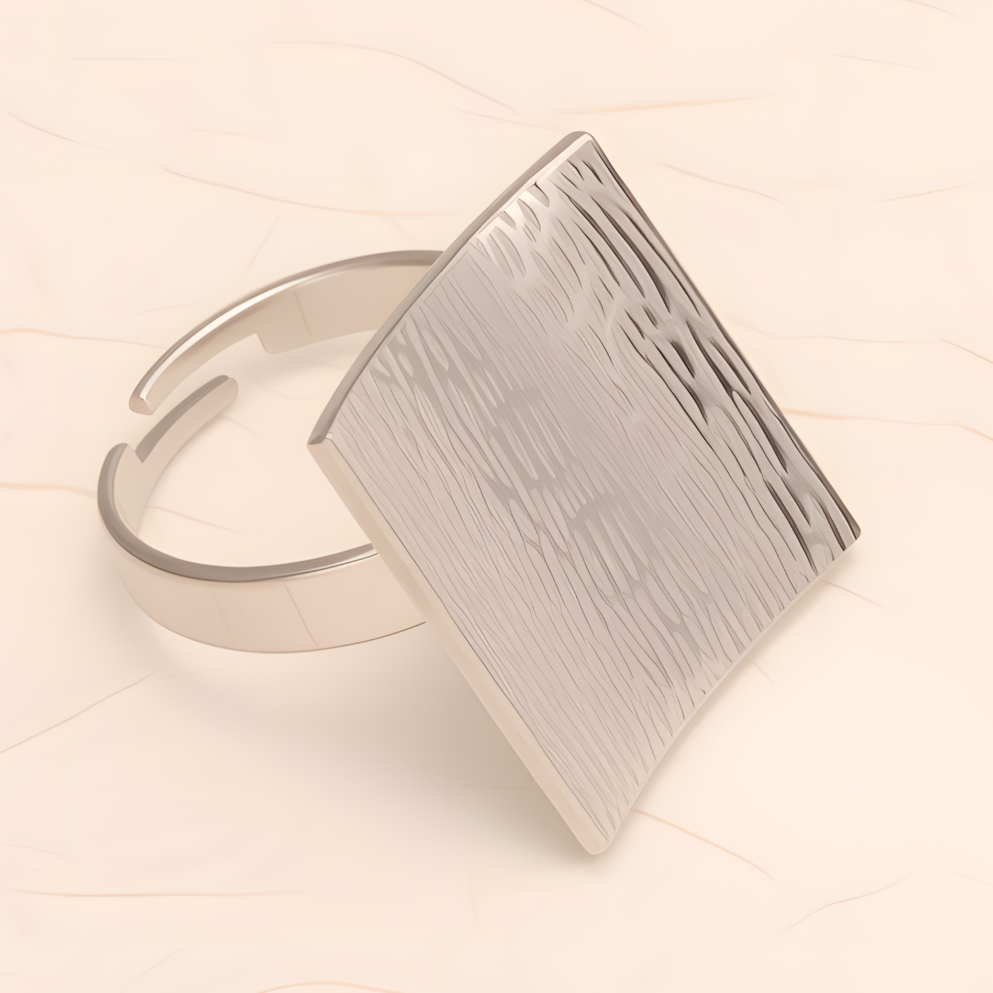 Square - textured Stainless Steel Open - Ring - Stylish and Versatile for Men and Women | G005612-JinBaoJewerly