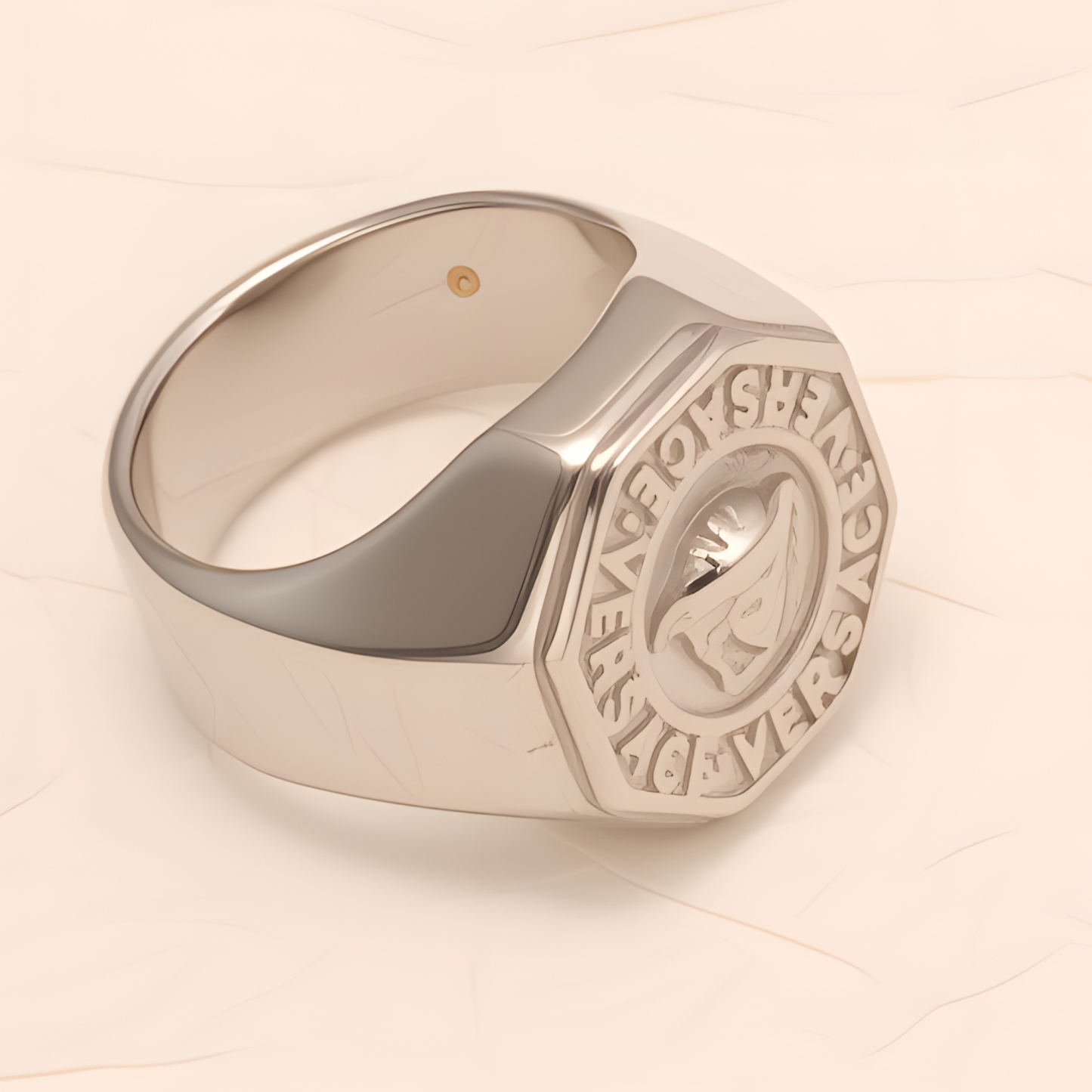 Classic Embossed Logo Octagonal Stainless Steel Ring - Trendy & Versatile Jewelry | G0034-JinBaoJewerly