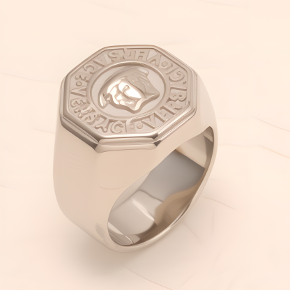 Classic Embossed Logo Octagonal Stainless Steel Ring - Trendy & Versatile Jewelry | G0034-JinBaoJewerly