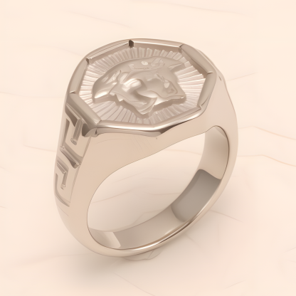 Retro - style Embossed Octagonal Stainless Steel Ring - Versatile Fashion Jewelry | DZ2045-JinBaoJewerly