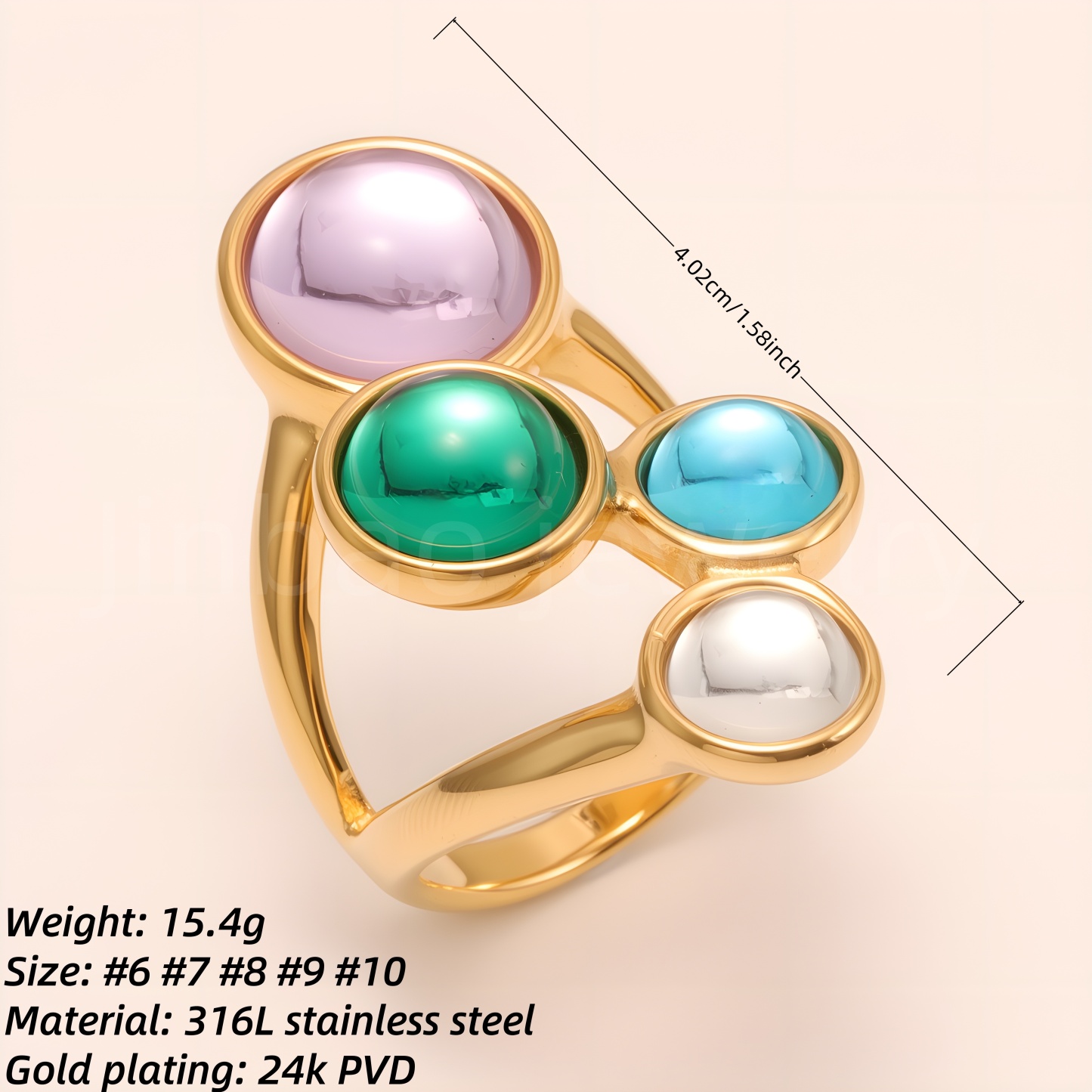 Candy - Color Gem Gold Ring, Trendy Women's Artistic Accessory | K002964-JinBaoJewerly
