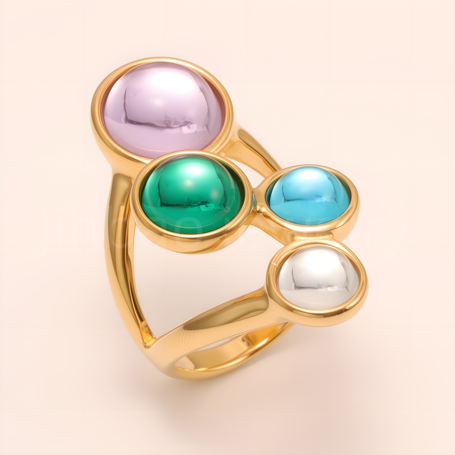 Candy - Color Gem Gold Ring, Trendy Women's Artistic Accessory | K002964
