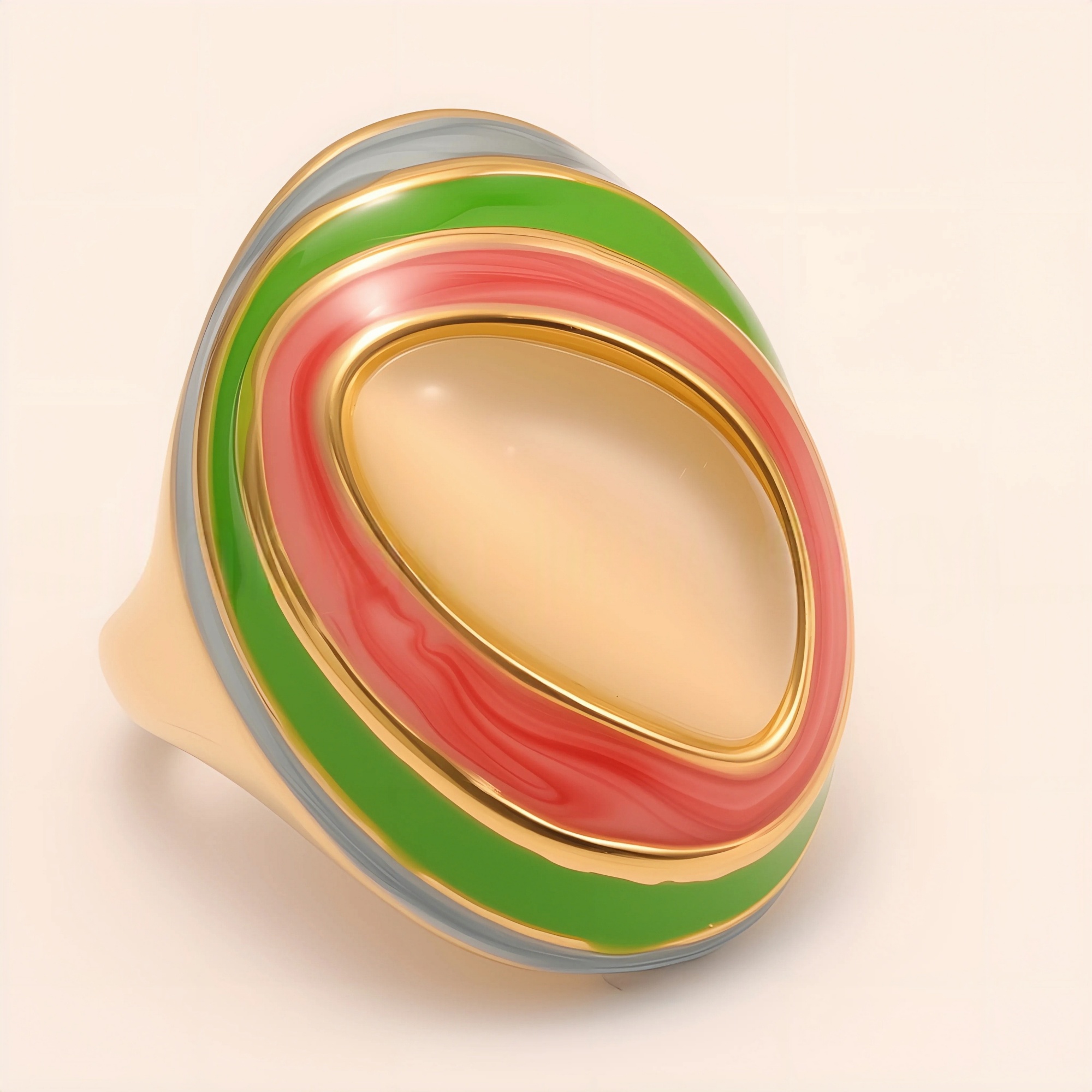 Oval Color - Block Wide - Band Ring, Stylish Women's Eye - Catching Accessory | G004499-JinBaoJewerly