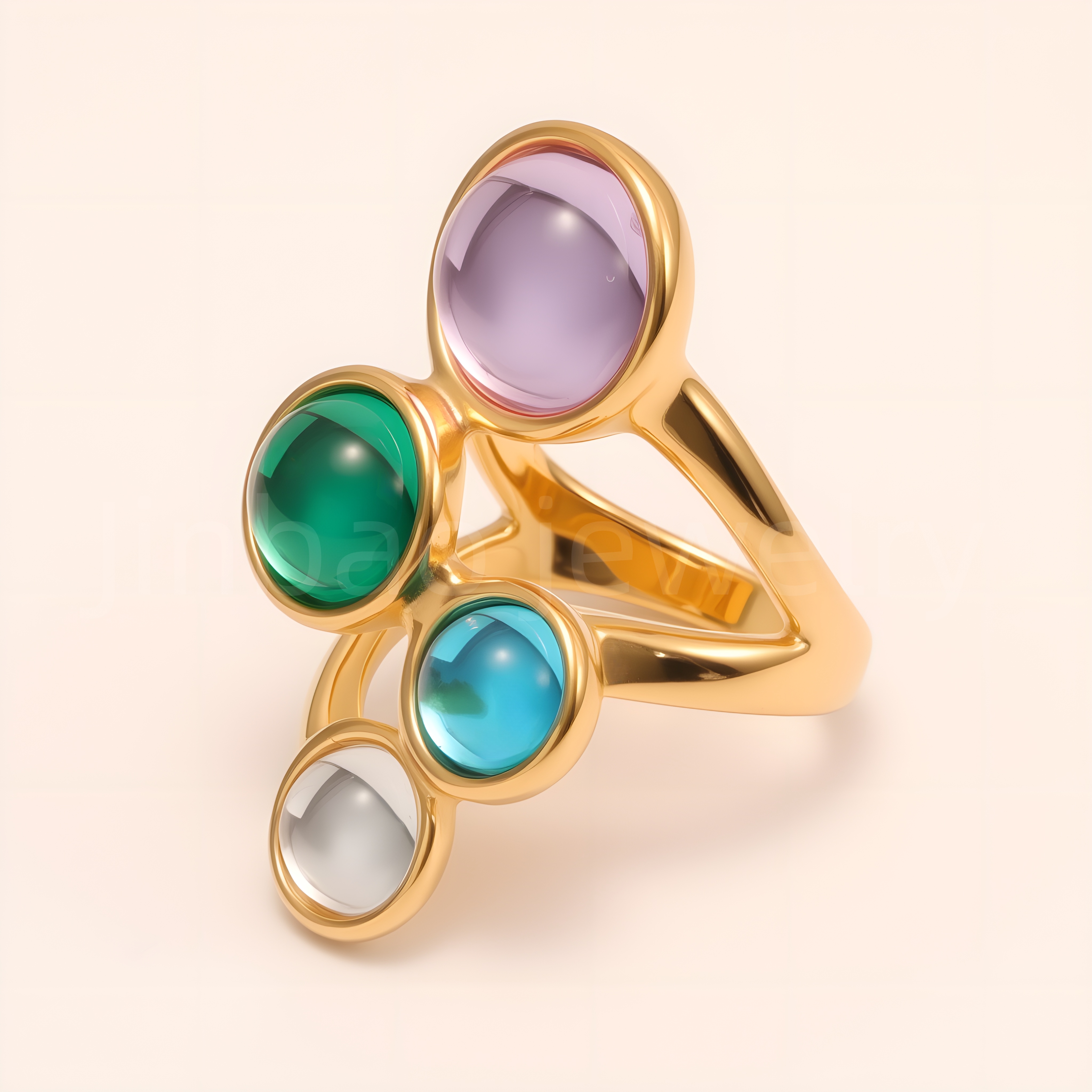 Candy - Color Gem Gold Ring, Trendy Women's Artistic Accessory | K002964-JinBaoJewerly