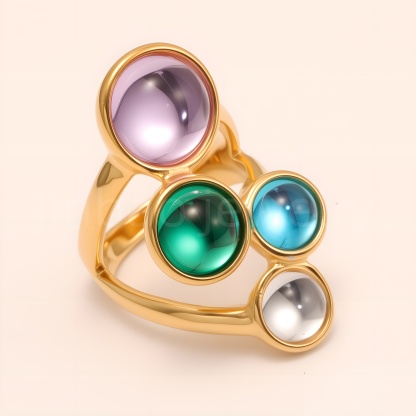 Candy - Color Gem Gold Ring, Trendy Women's Artistic Accessory | K002964-JinBaoJewerly