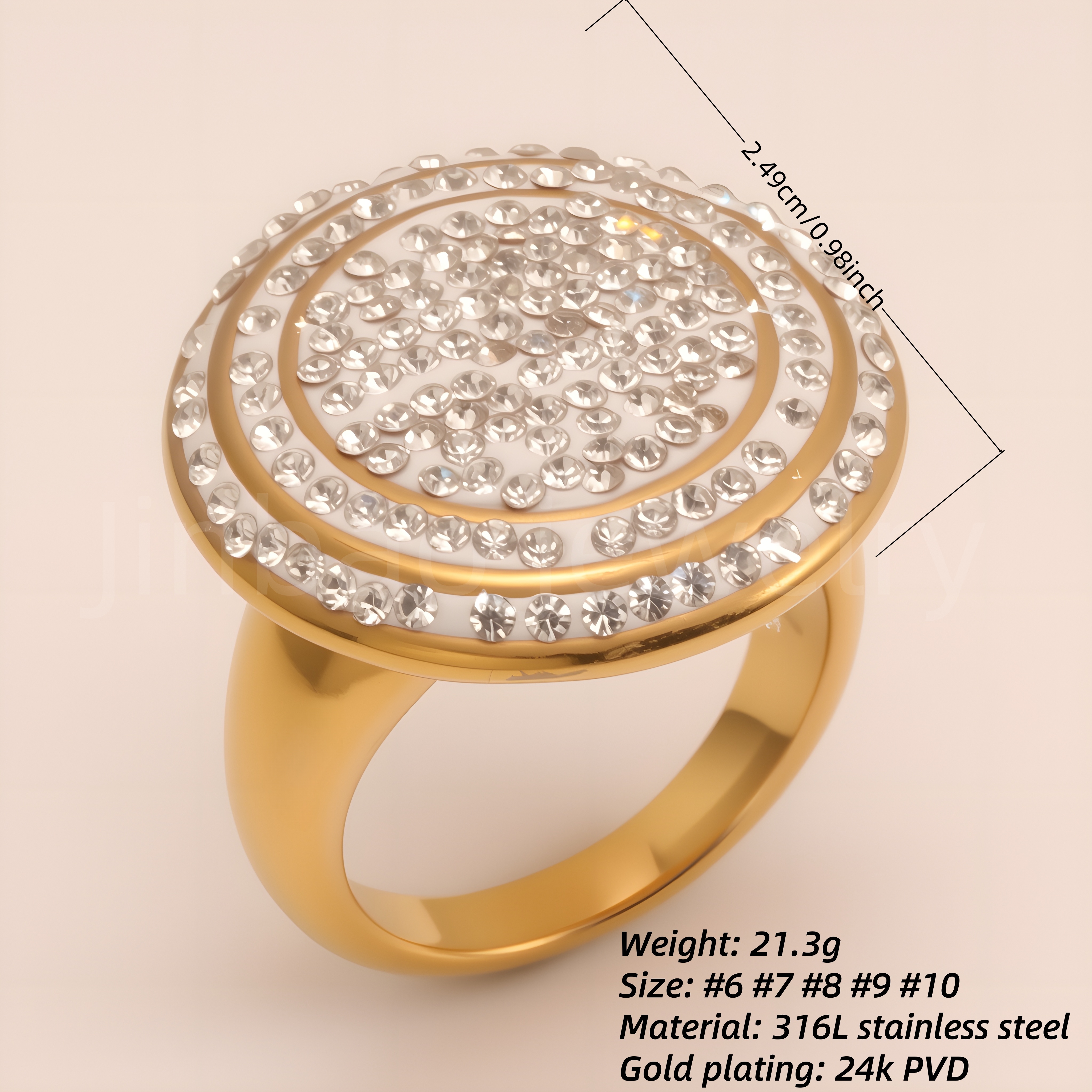 Glossy Double Circle Diamond Ring Men's Classic Minimalist Band | G003825-JinBaoJewerly