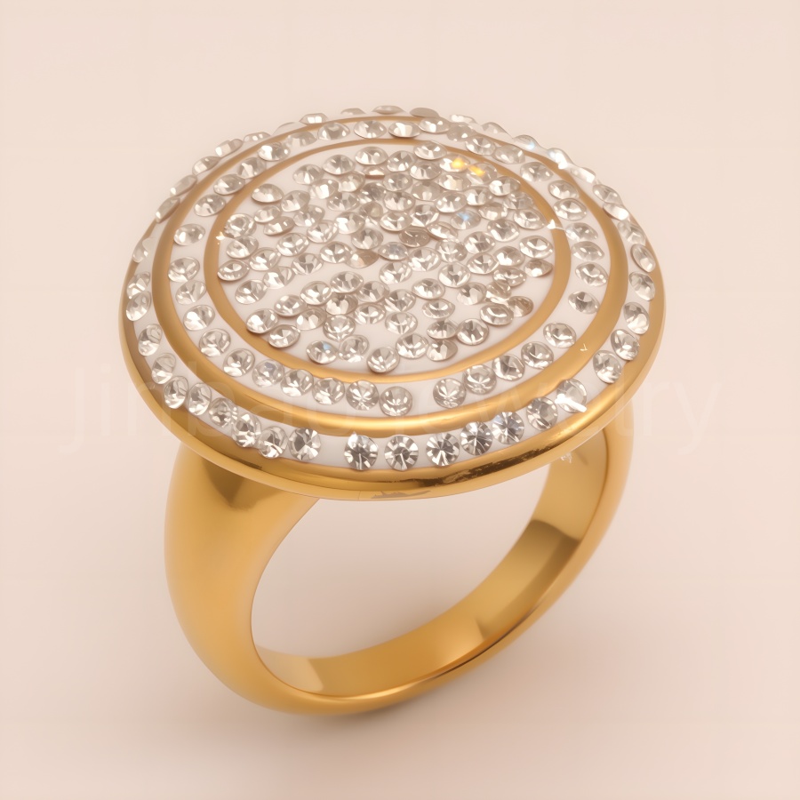 Glossy Double Circle Diamond Ring Men's Classic Minimalist Band | G003825
