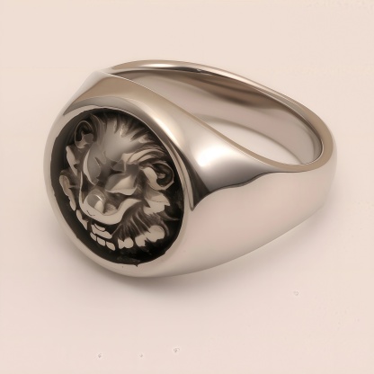 Men's Vintage Lion Head Stainless Steel Ring, Bold Statement Band | DZ1484GM-JinBaoJewerly