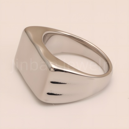 Minimalist Polished Square Stainless Steel Ring, Unisex Versatile Band | G002449-JinBaoJewerly