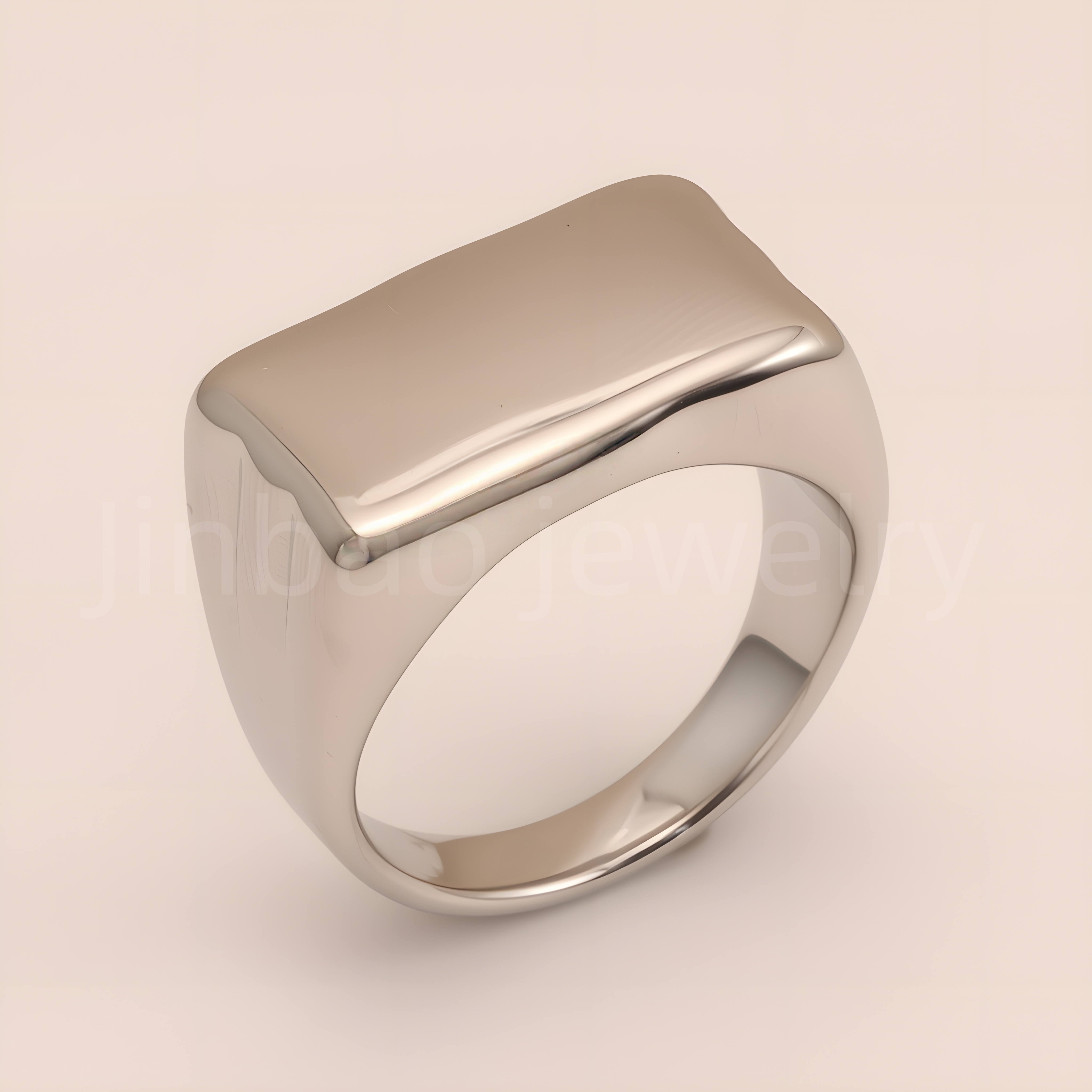 Minimalist Polished Square Stainless Steel Ring, Unisex Versatile Band | G002449-JinBaoJewerly