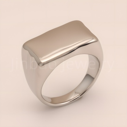 Minimalist Polished Square Stainless Steel Ring, Unisex Versatile Band | G002449-JinBaoJewerly