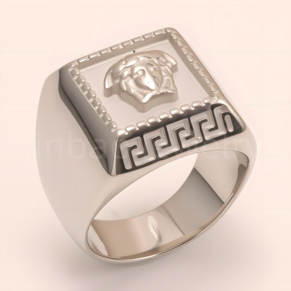 Men's Greek - Style Relief Head Stainless Steel Ring, Vintage Statement Band | G00700GB-G-JinBaoJewerly