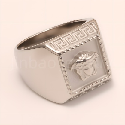 Men's Greek - Style Relief Head Stainless Steel Ring, Vintage Statement Band | G00700GB-G-JinBaoJewerly