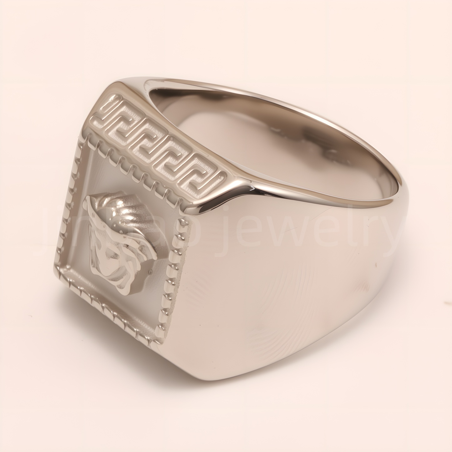 Men's Greek - Style Relief Head Stainless Steel Ring, Vintage Statement Band | G00700GB-G-JinBaoJewerly