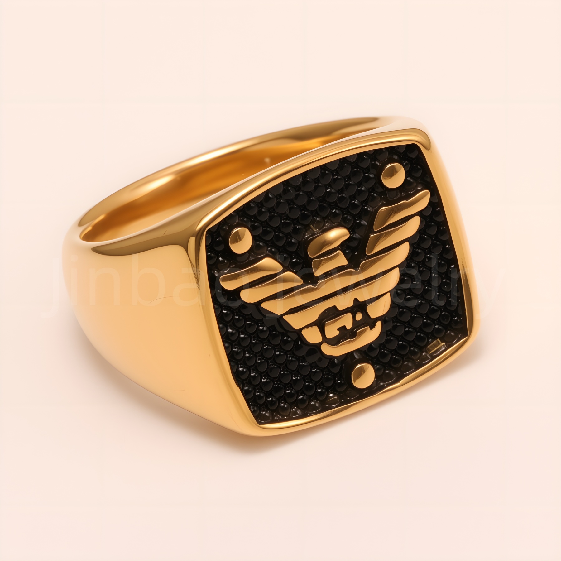 Men's Black - Gold Engraved Totem Ring, Bold Vintage Jewelry | YYDZ-22J-JinBaoJewerly