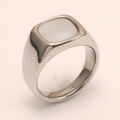 Minimalist Polished Square Stainless Steel Ring, Unisex Versatile Band | BL540-JinBaoJewerly