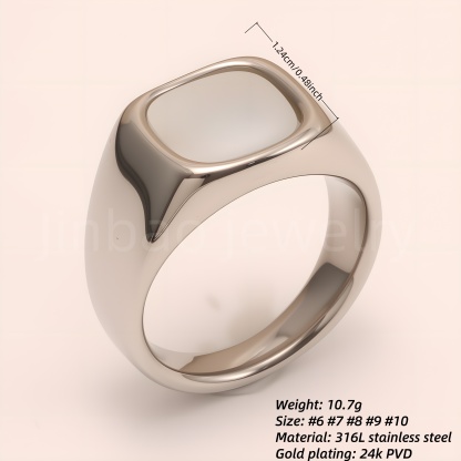 Minimalist Polished Square Stainless Steel Ring, Unisex Versatile Band | BL540-JinBaoJewerly