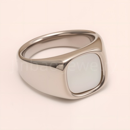 Minimalist Polished Square Stainless Steel Ring, Unisex Versatile Band | BL540-JinBaoJewerly