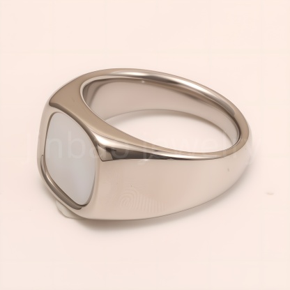 Minimalist Polished Square Stainless Steel Ring, Unisex Versatile Band | BL540-JinBaoJewerly