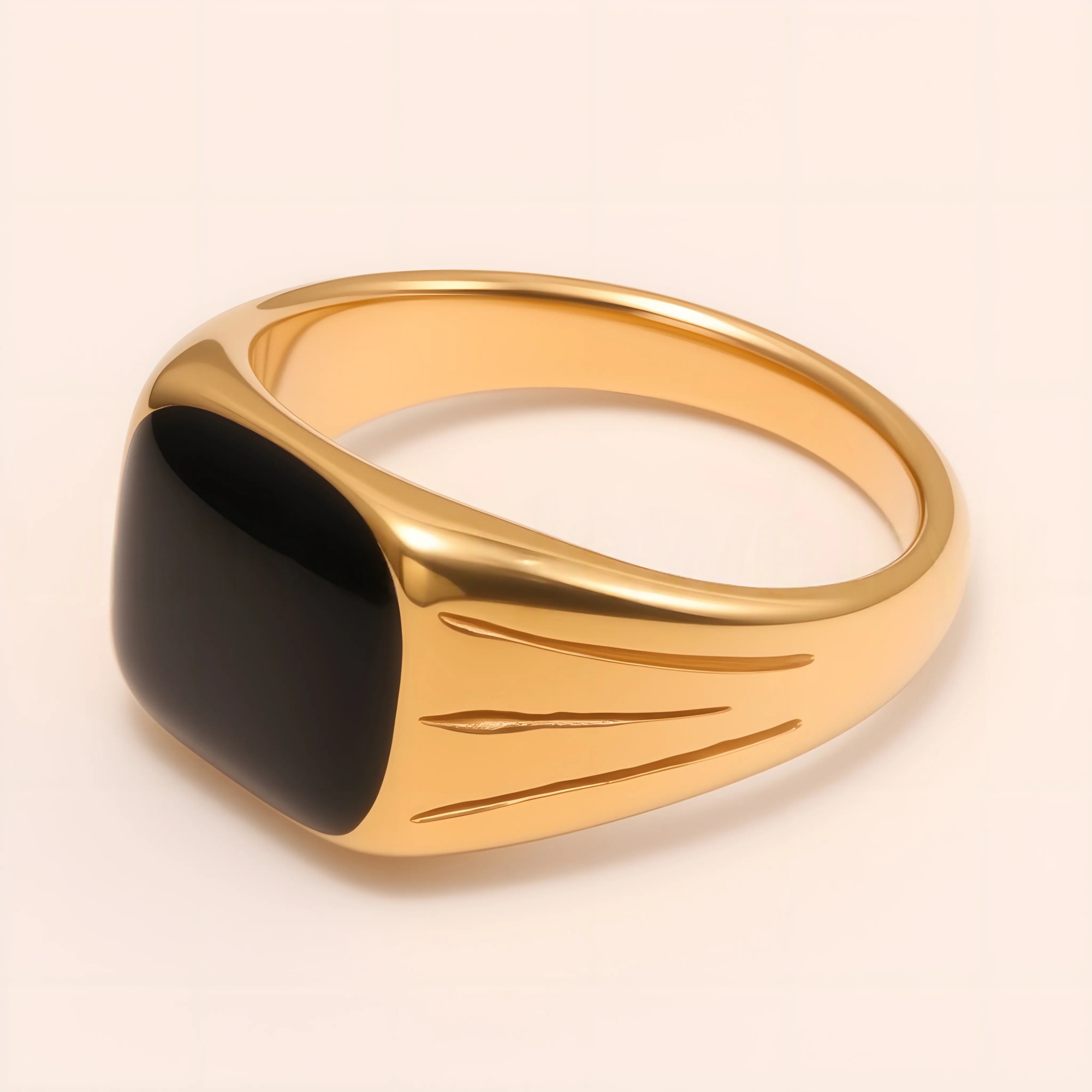 Minimalist Black - Gold Geometric Steel Ring, Trendy Couple Jewelry | G00360J-JinBaoJewerly