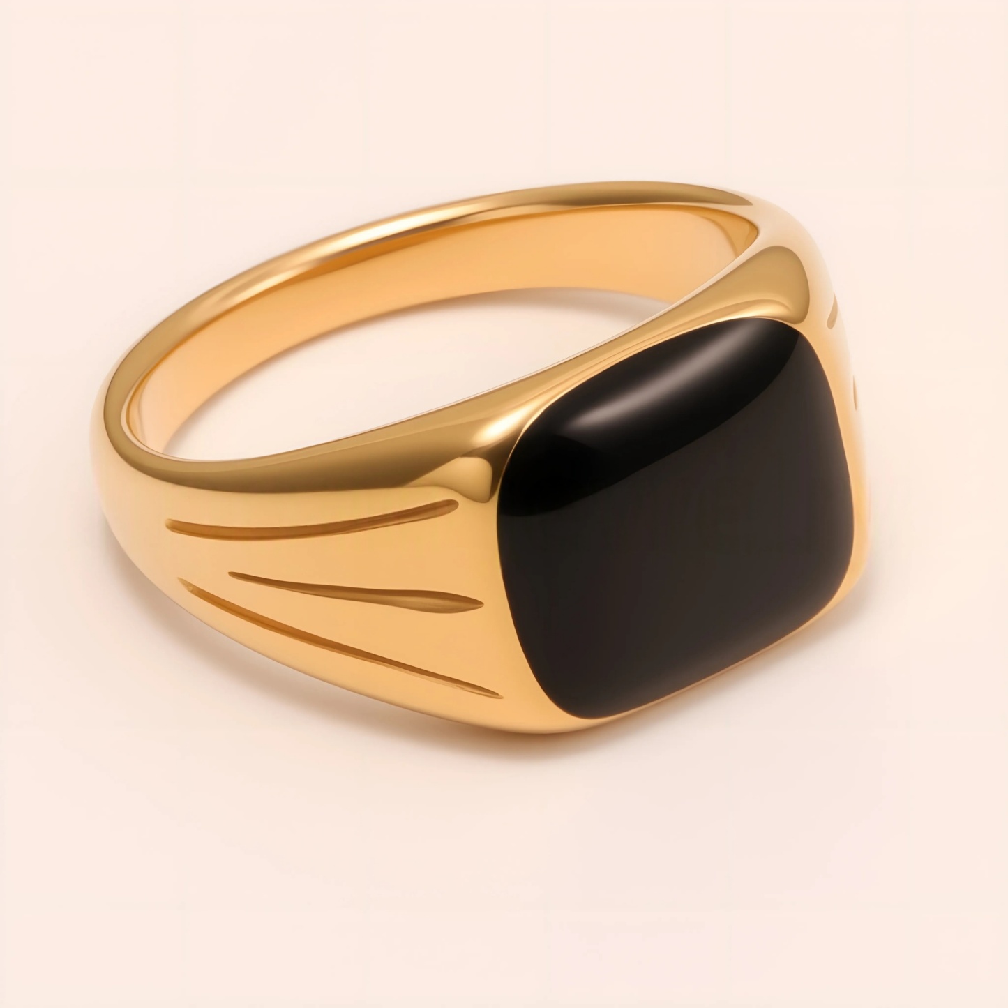 Minimalist Black - Gold Geometric Steel Ring, Trendy Couple Jewelry | G00360J-JinBaoJewerly