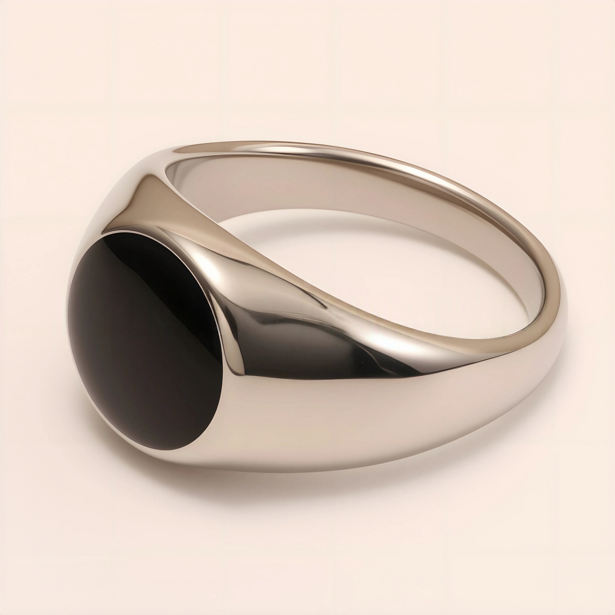 Minimalist Polished Oval Stainless Steel Ring, Unisex Plain Band | BL1807GD-JinBaoJewerly