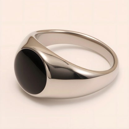 Minimalist Polished Oval Stainless Steel Ring, Unisex Plain Band | BL1807GD-JinBaoJewerly