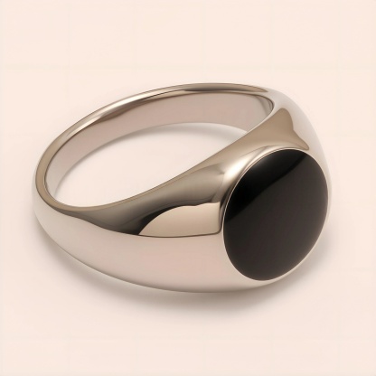 Minimalist Polished Oval Stainless Steel Ring, Unisex Plain Band | BL1807GD-JinBaoJewerly