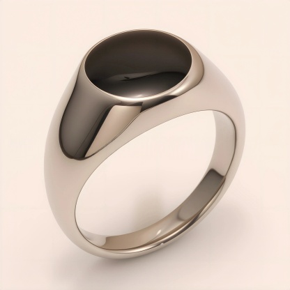 Minimalist Polished Oval Stainless Steel Ring, Unisex Plain Band | BL1807GD-JinBaoJewerly