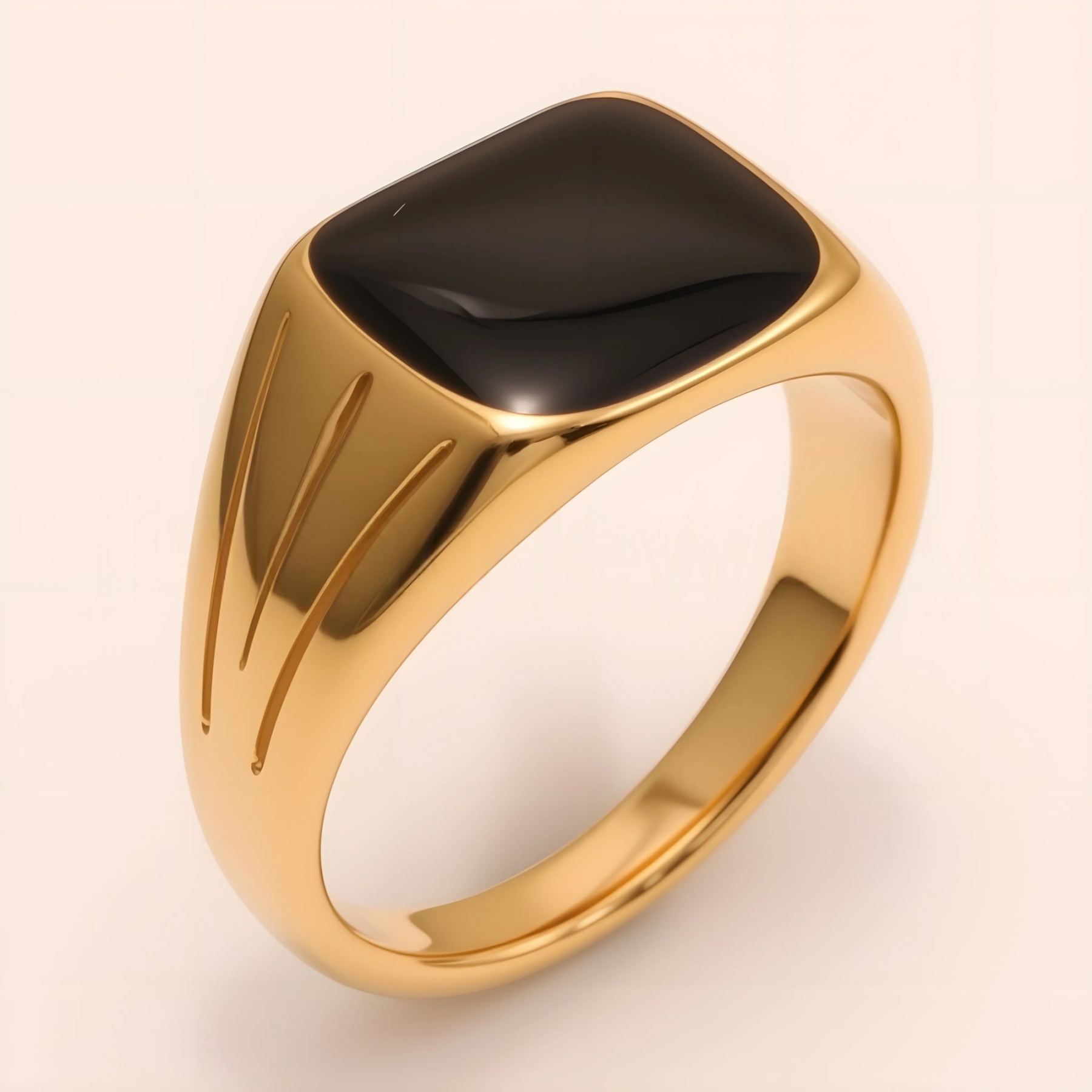 Minimalist Black - Gold Geometric Steel Ring, Trendy Couple Jewelry | G00360J-JinBaoJewerly