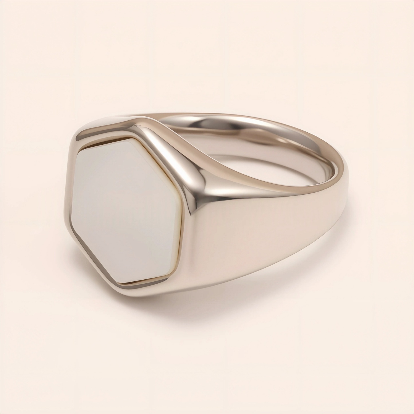 Minimalist Hexagon Stainless Steel Ring, Unisex Versatile Plain Band | A249JBK-JinBaoJewerly