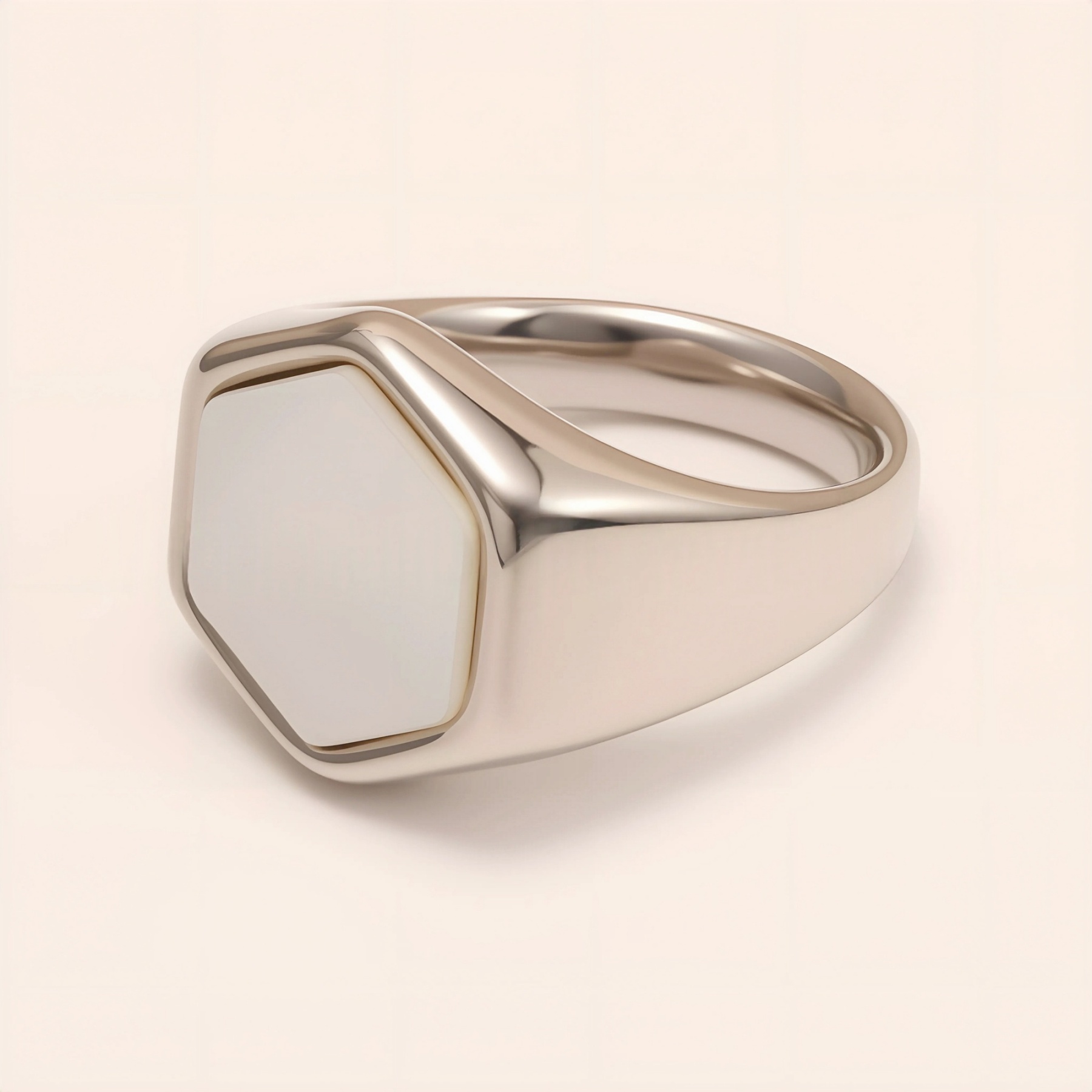 Minimalist Hexagon Stainless Steel Ring, Unisex Versatile Plain Band | A249JBK-JinBaoJewerly