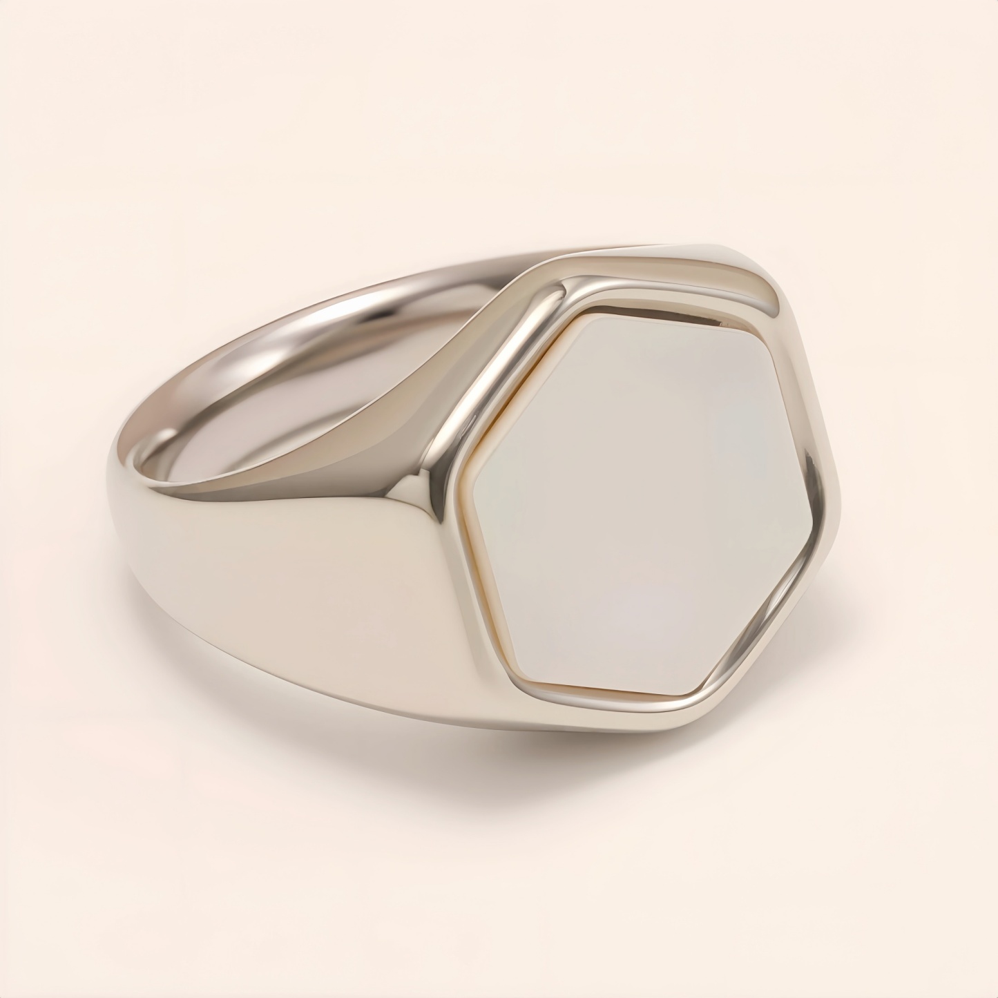 Minimalist Hexagon Stainless Steel Ring, Unisex Versatile Plain Band | A249JBK-JinBaoJewerly