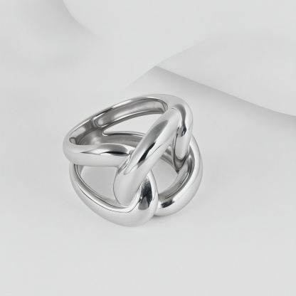 Minimalist Twisted Knot Stainless Steel Ring Vintage Style Unisex Ring | N003231-JinBaoJewerly