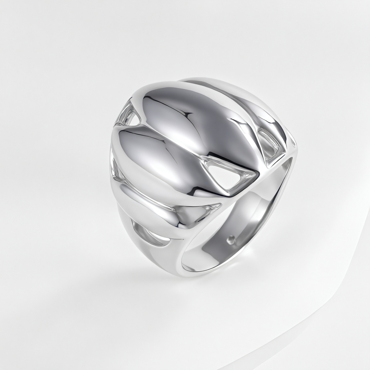 Elegant Lotus Petal Stainless Steel Ring Women's Ring | ML041-JinBaoJewerly