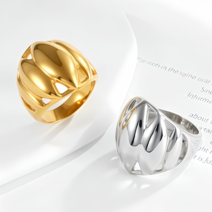 Elegant Lotus Petal Stainless Steel Ring Women's Ring | ML041-JinBaoJewerly