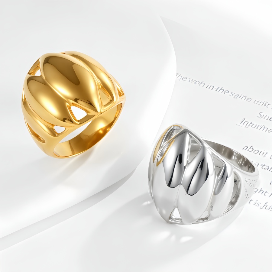Elegant Lotus Petal Stainless Steel Ring Women's Ring | ML041