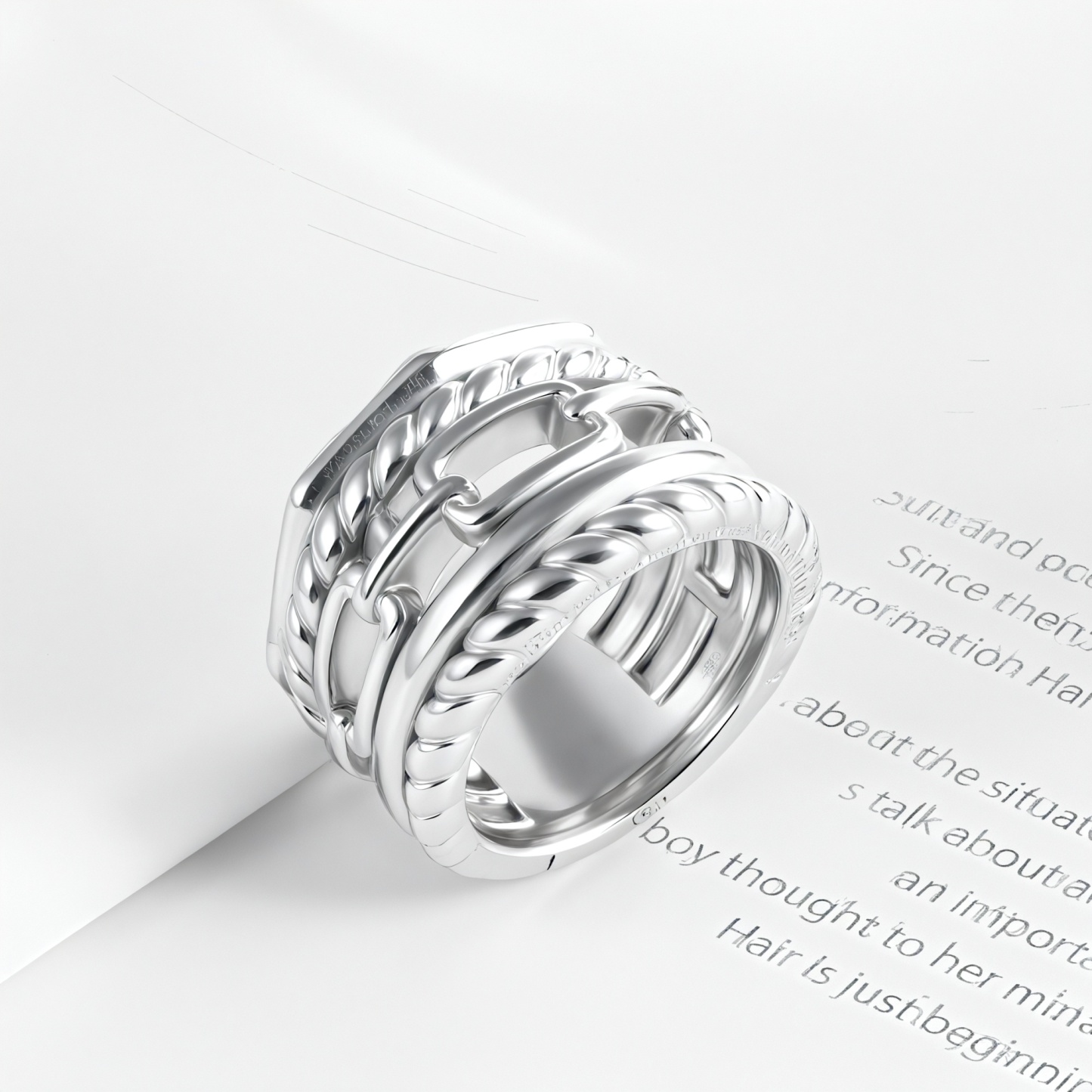 Modern Chain Stainless Steel Ring Golden and Silver Intertwined Design Unisex | G00131-JinBaoJewerly