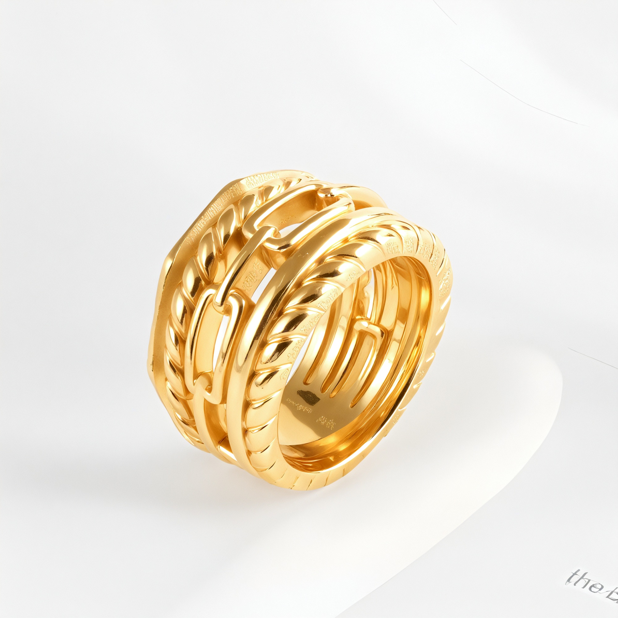 Modern Chain Stainless Steel Ring Golden and Silver Intertwined Design Unisex | G00131-JinBaoJewerly