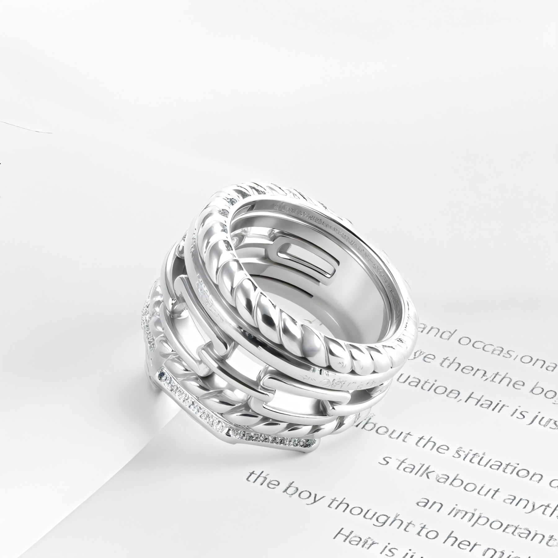 Modern Chain Stainless Steel Ring Golden and Silver Intertwined Design Unisex | G00131-JinBaoJewerly