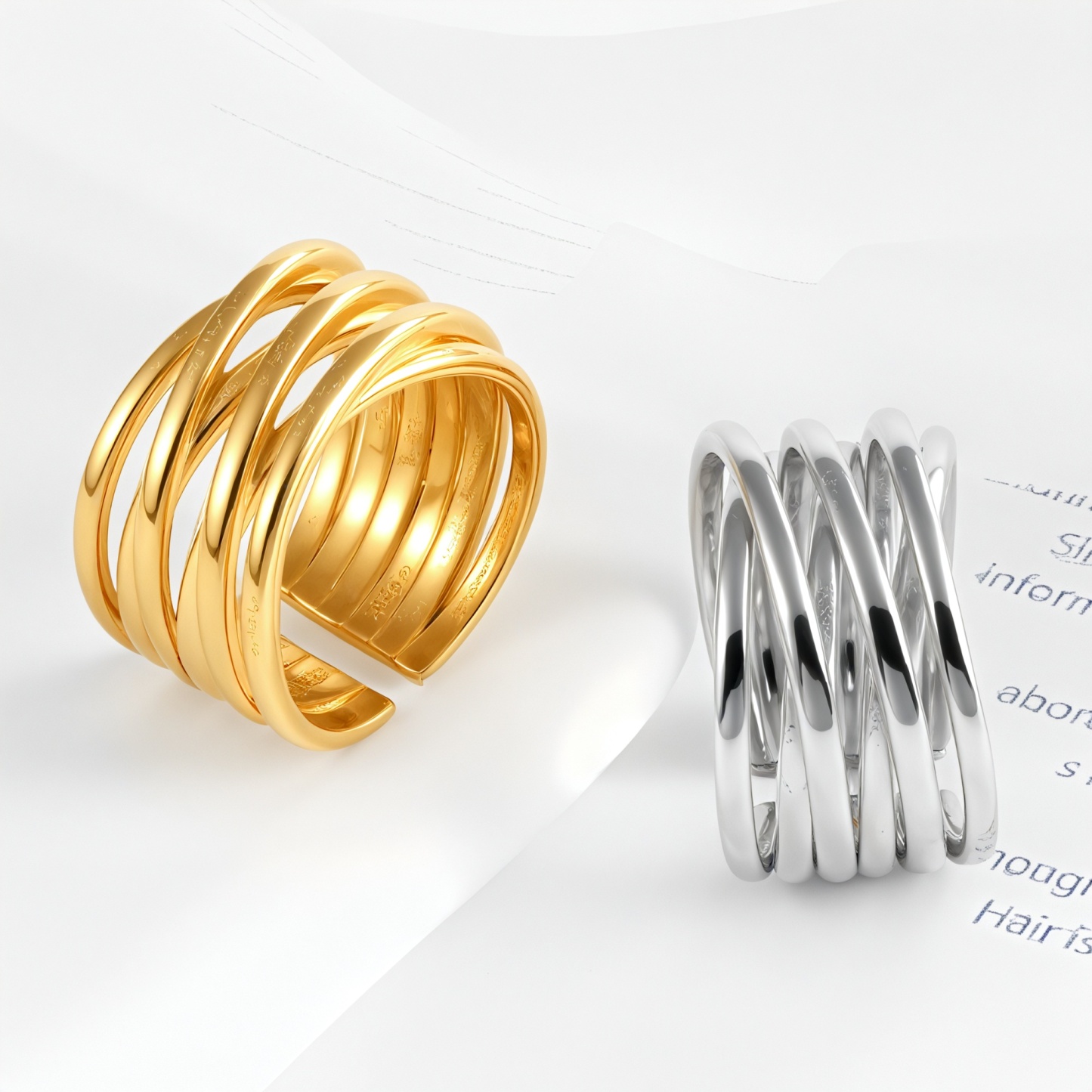 Multi-ring retro stacked design stainless steel women's ring | G00716-JinBaoJewerly