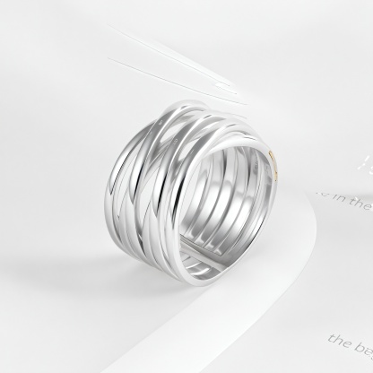 Multi-ring retro stacked design stainless steel women's ring | G00716-JinBaoJewerly