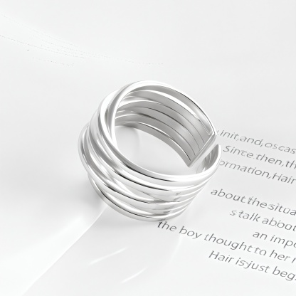 Multi-ring retro stacked design stainless steel women's ring | G00716-JinBaoJewerly