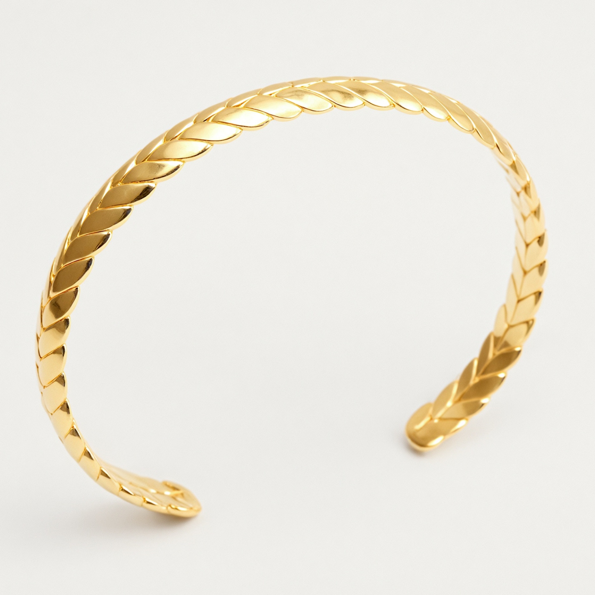 Waterproof Sleek Braided Cuff Bracelet 18K Gold 316L Steel | DZE0841-JinBaoJewerly